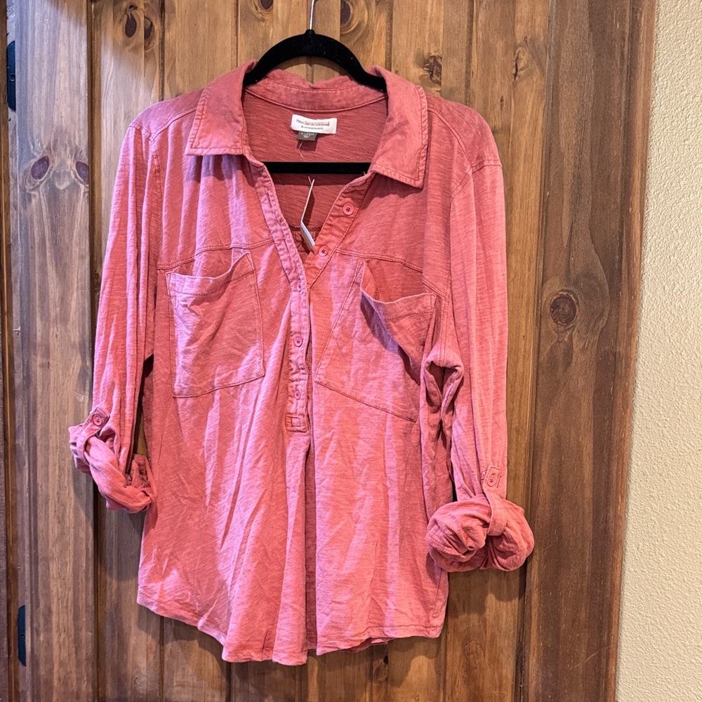 Anthropologie - Pilcro Rose semi button down shirt
